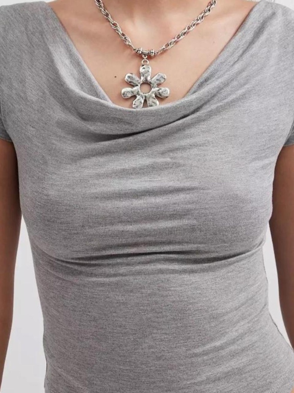 Urban Outfitters | Summer Festival Grey Cowl Neck Draped Going Out Top - XL